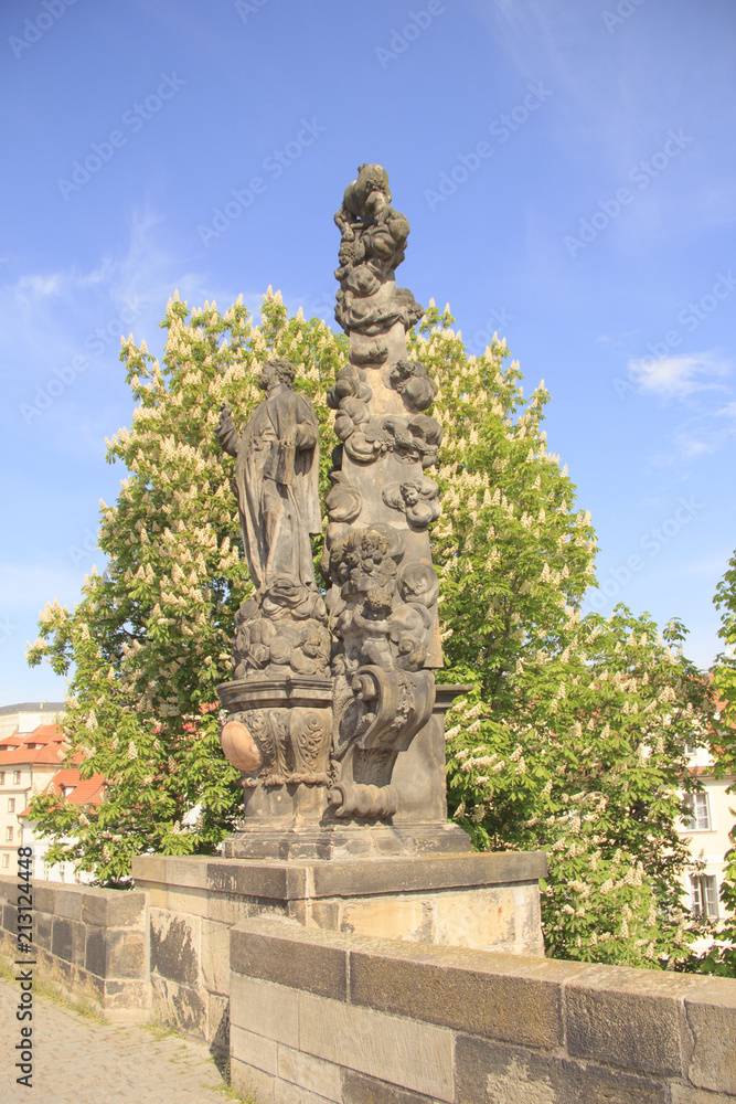 One of the statues on the Charles Bridge, Prague, Czech Republic