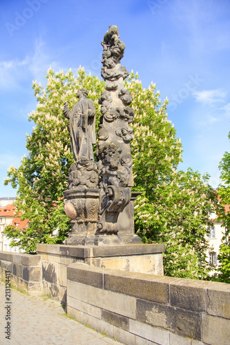 One of the statues on the Charles Bridge, Prague, Czech Republic
