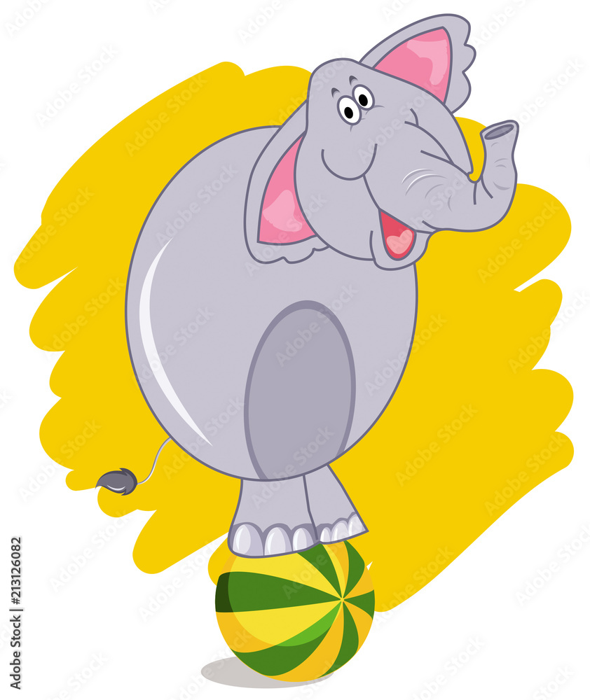 circus elephant balancing on a colorful ball circus elephant balancing on a colorful ball