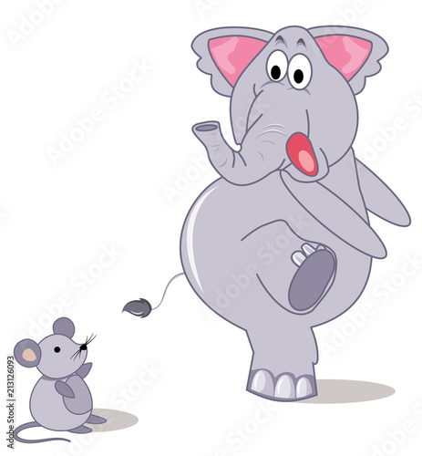 Fototapeta Naklejka Na Ścianę i Meble -  Elephant and mouse on a white background