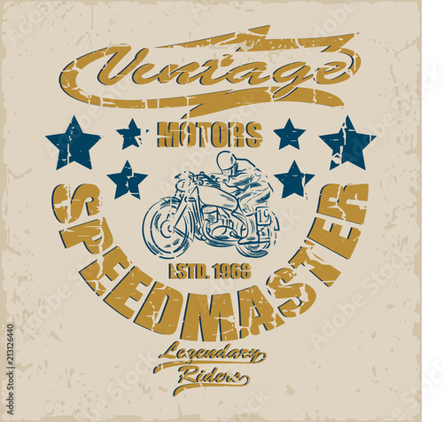 Motorcycle Emblem.Vintage typography design for biker club, For t-shirt or other uses.