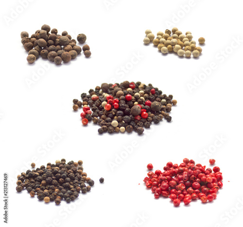 Collection of spices isolated on white