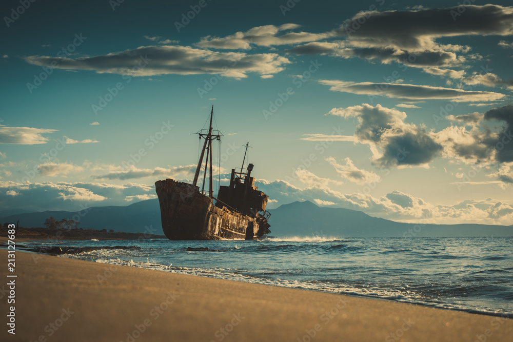 The famous shipwreck near Gythio Greece The famous shipwreck near Gythio Greece