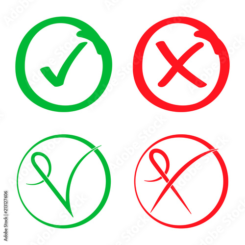 Green Tick and red cross signs
