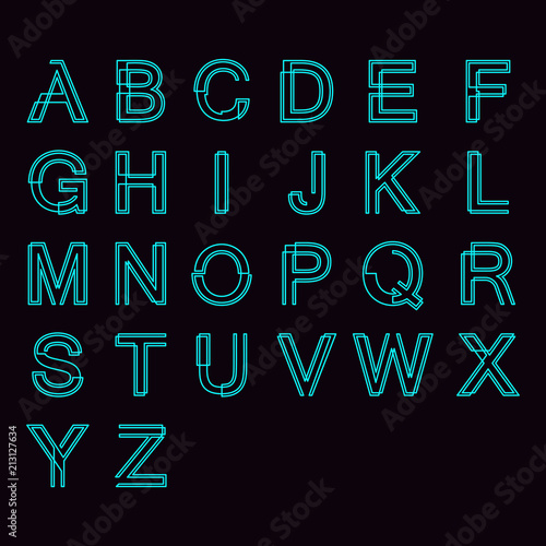 Modern linear typographic alphabet