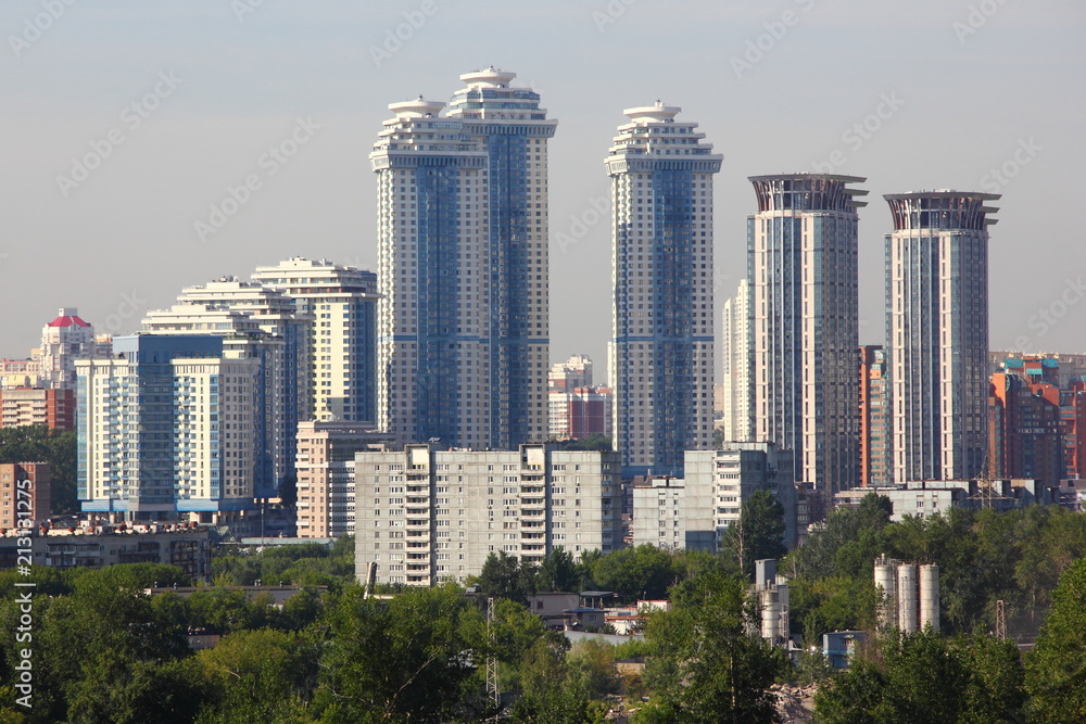 Fototapeta premium Russia, Moscow – a residential complex Golden keys. Modern architecture, summer, day.