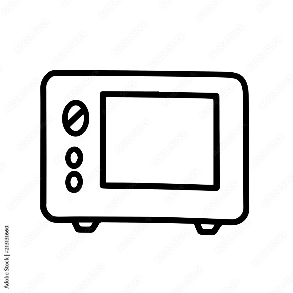 Microwave Oven cartoon illustration isolated on white background for children color book Microwave Oven cartoon illustration isolated on white background for children color book