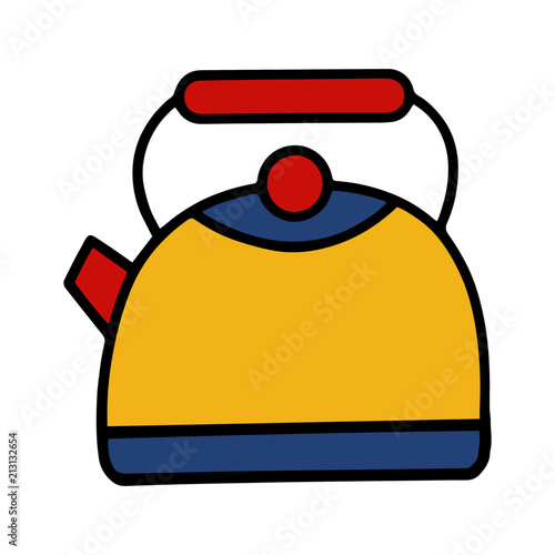 Teapot cartoon illustration isolated on white background for children color book