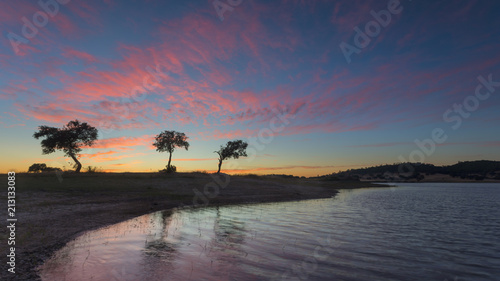 A beautifull landscape with lake in the Portuguese region of Alentejo