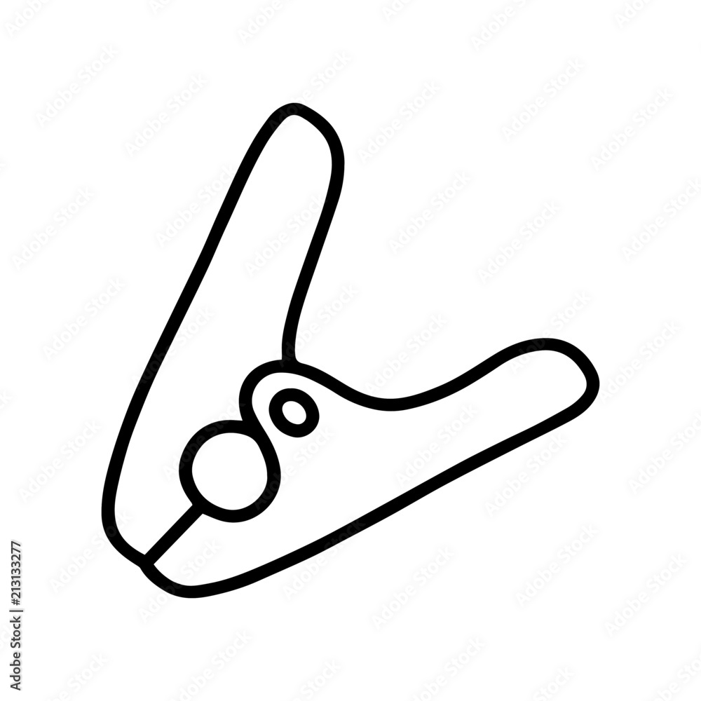 Vector Illustration, Isolated Clothes Pin In Black And White