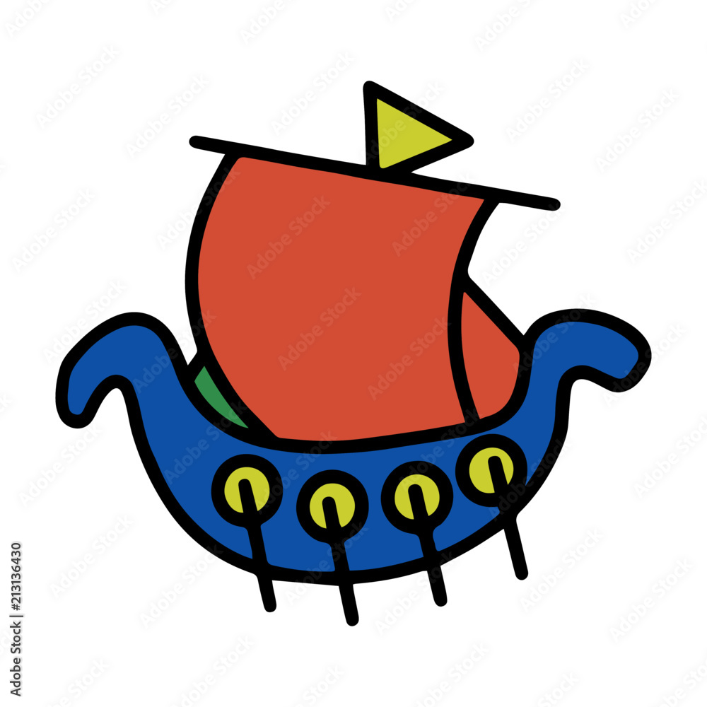 Cute boat cartoon illustration isolated on white background for children color book Cute boat cartoon illustration isolated on white background for children color book