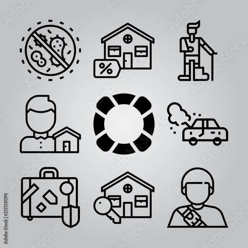 Simple 9 icon set of insurance related [iconsRandom:4] vector icons. Collection Illustration