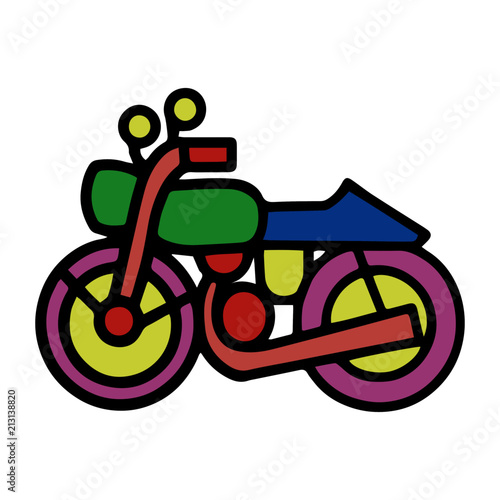 Cute motocycle cartoon illustration isolated on white background for children color book