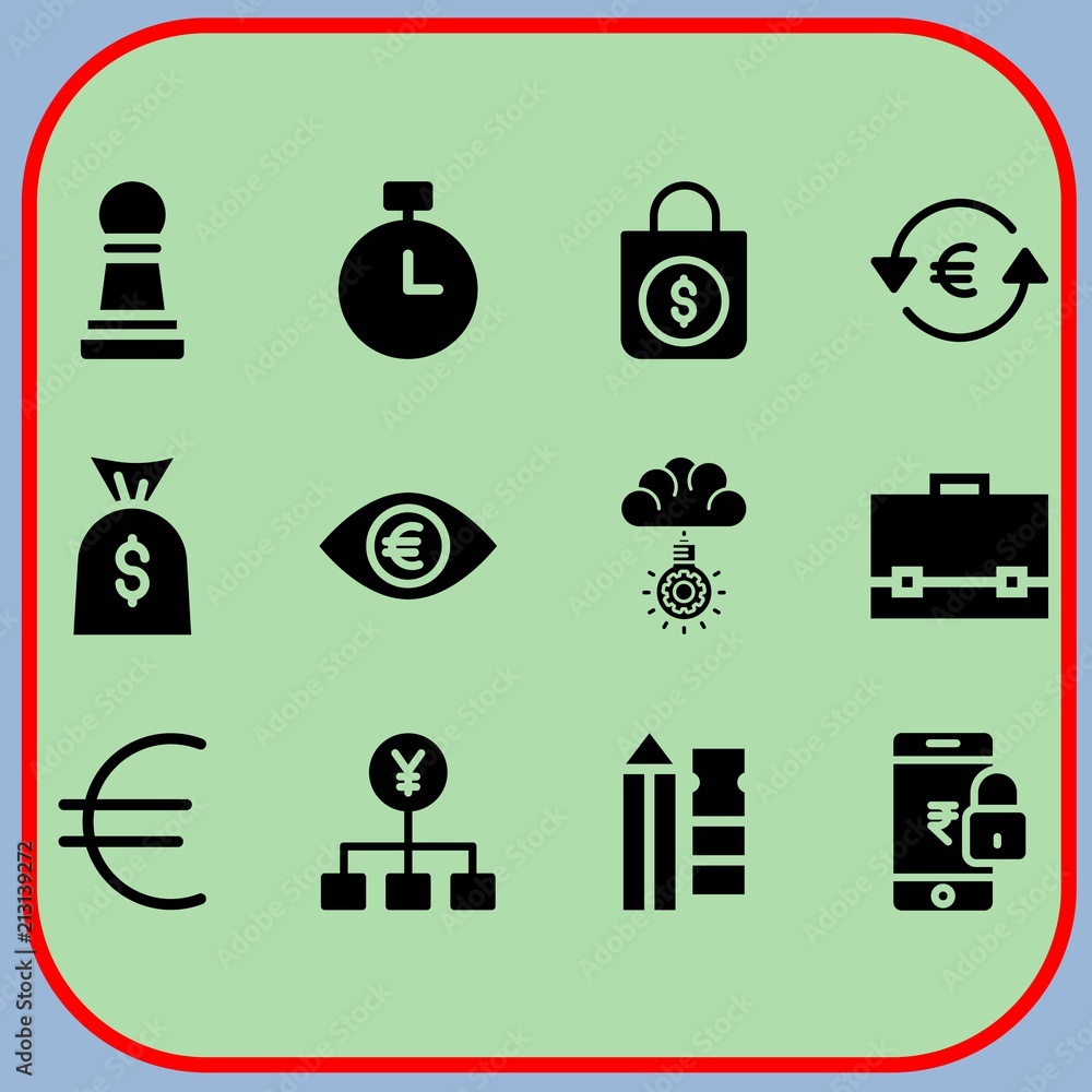 Simple 12 icon set of business related padlock, briefcase, eye and pawn vector icons. Collection Illustration Simple 12 icon set of business related padlock, briefcase, eye and pawn vector icons. Collection Illustration