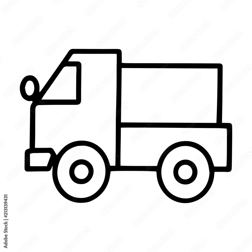 Cute truck cartoon illustration isolated on white background for children color book Cute truck cartoon illustration isolated on white background for children color book