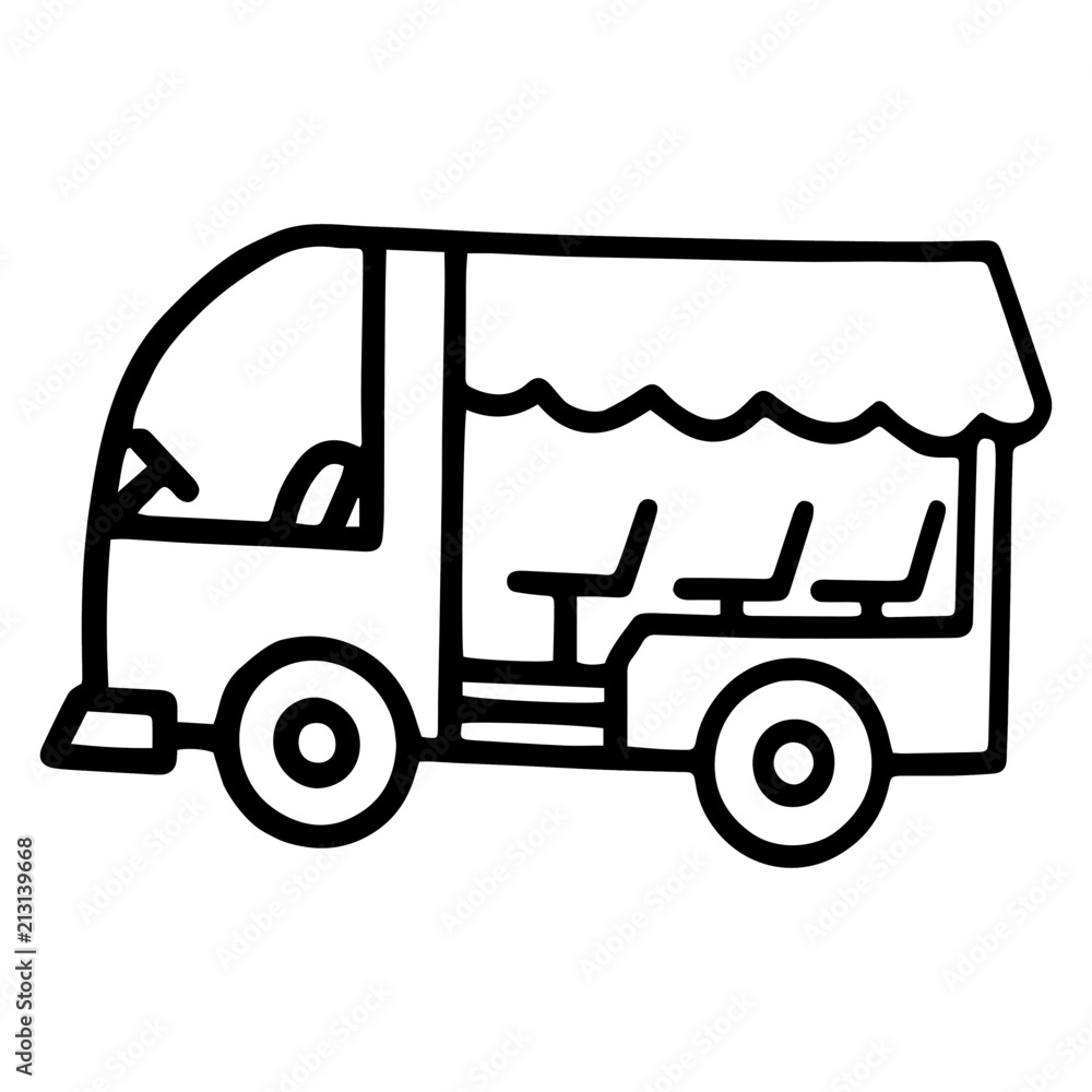 Fototapeta premium Cute taxi cartoon illustration isolated on white background for children color book