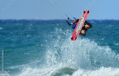 6 June 2018, Cabarete Beach, Dominican Republic, Kite surfers on the beach.