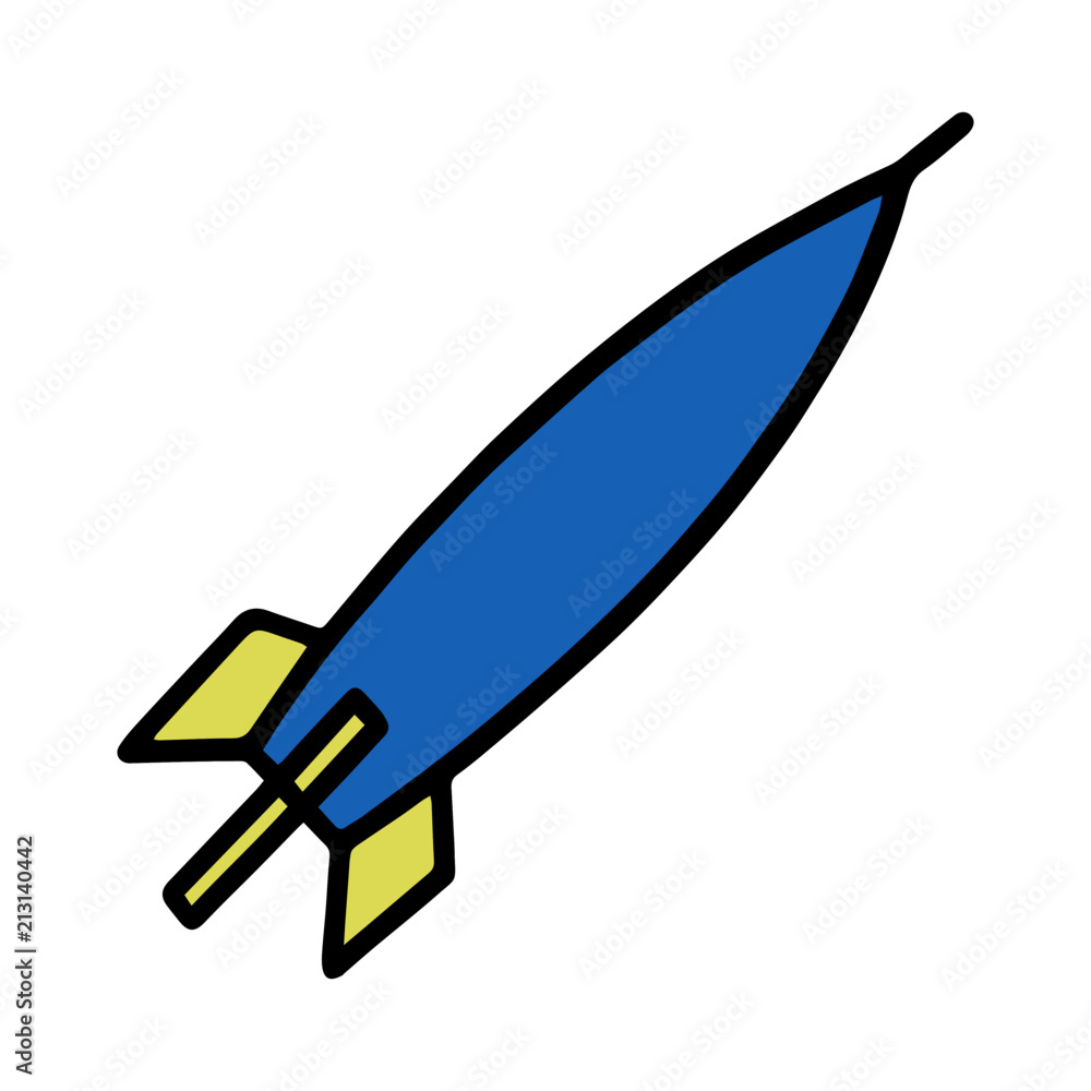 Fototapeta premium Rocket cartoon illustration isolated on white background for children color book