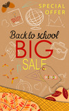 Back to school sale modern background with autumn leaves.