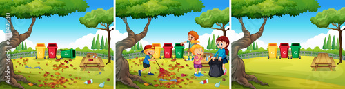 A Group of Volunteer Kids Cleaning Park