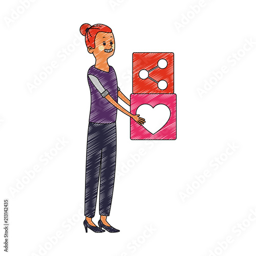 Woman with heart symbol vector illustration graphic design photo