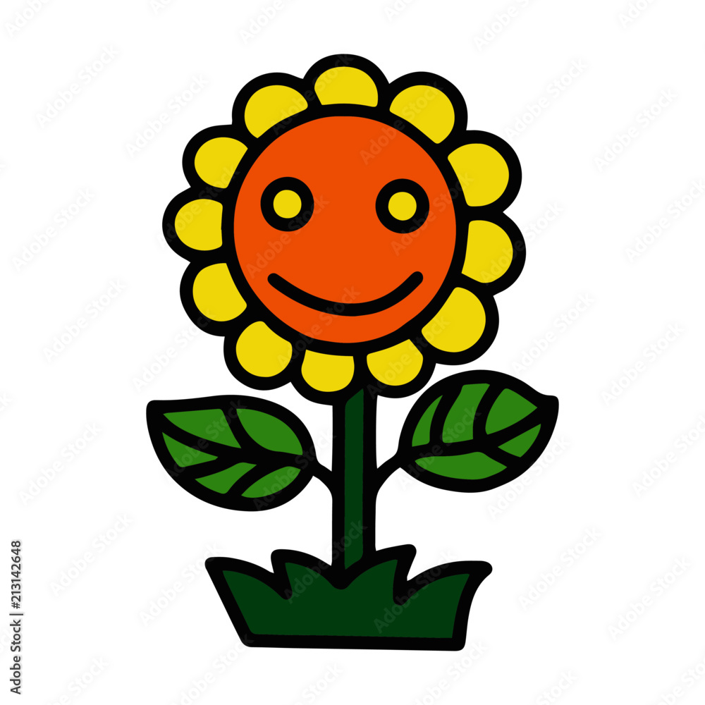 Sunflower cartoon illustration isolated on white background for children color book Sunflower cartoon illustration isolated on white background for children color book