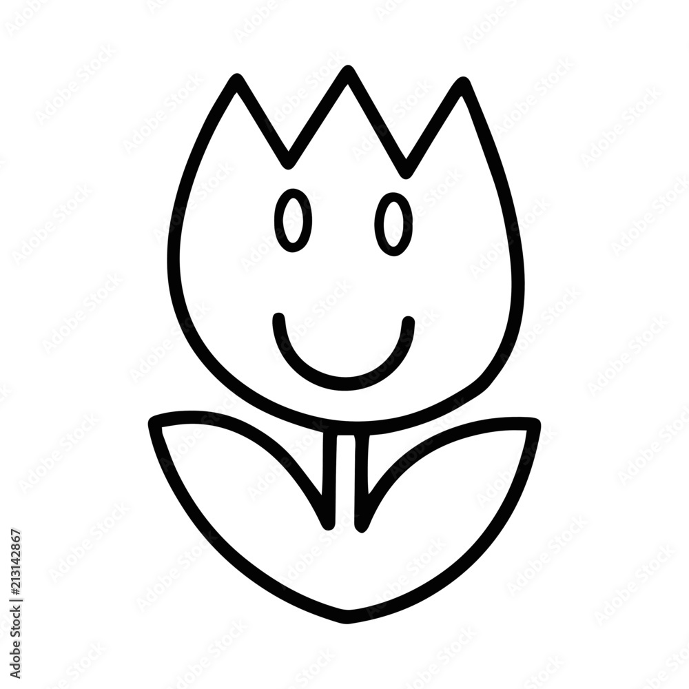 Tulip cartoon illustration isolated on white background for children color book Tulip cartoon illustration isolated on white background for children color book