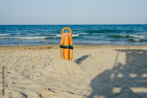 Rescue lifeguard float on a beach on the sand