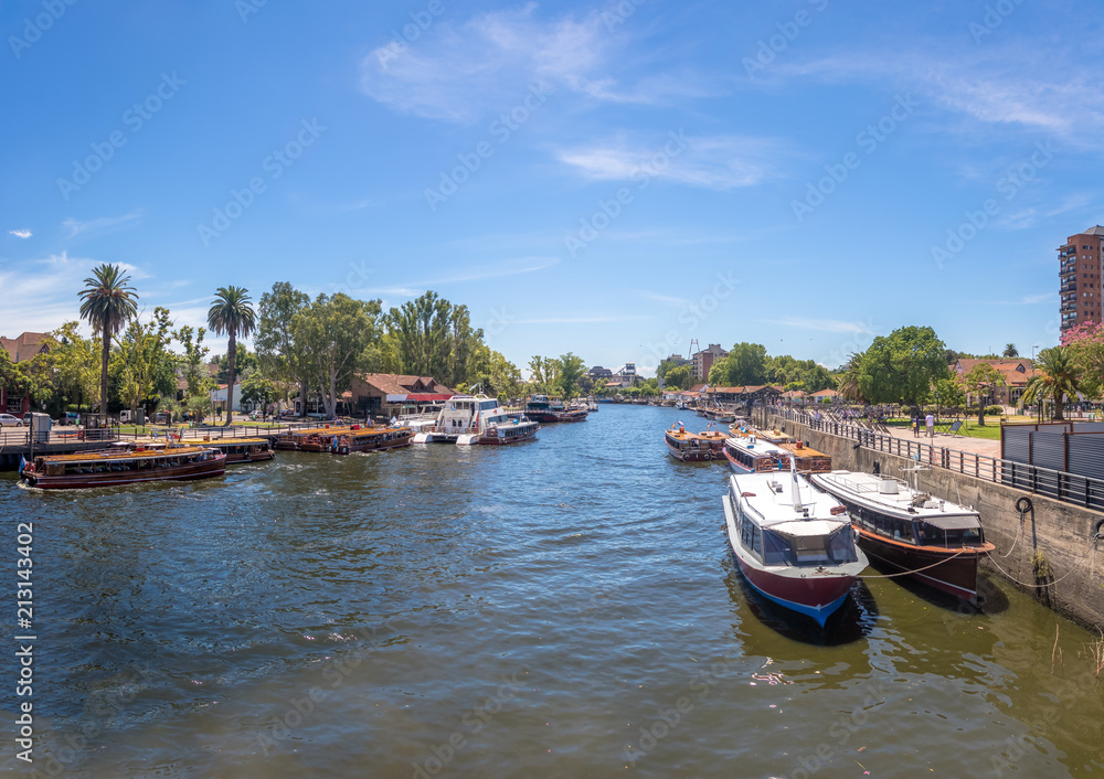 Panoramic view of Boats at Tigre River - Tigre, Buenos Aires, Argentina