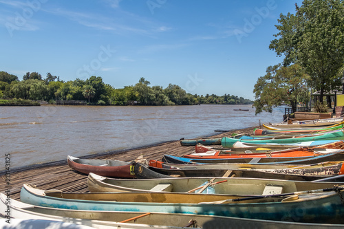 Fototapeta Naklejka Na Ścianę i Meble -  Row Boats at Tigre Delta - Tigre, Buenos Aires Province, Argentina