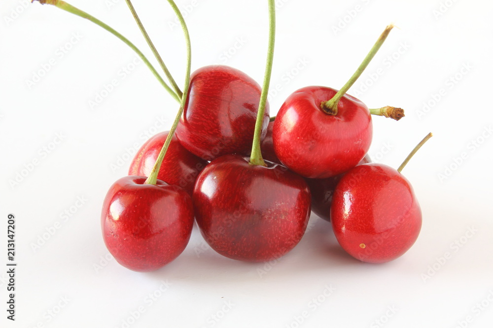 fresh cherry fruit in white background fresh cherry fruit in white background
