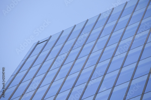 blue glass windows of building