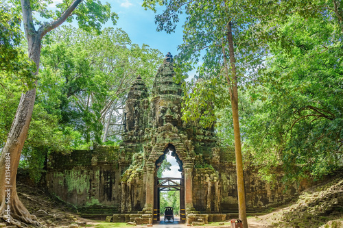 North gate of Angkor Thom complex near Siem Reap Cambodia South East Asia