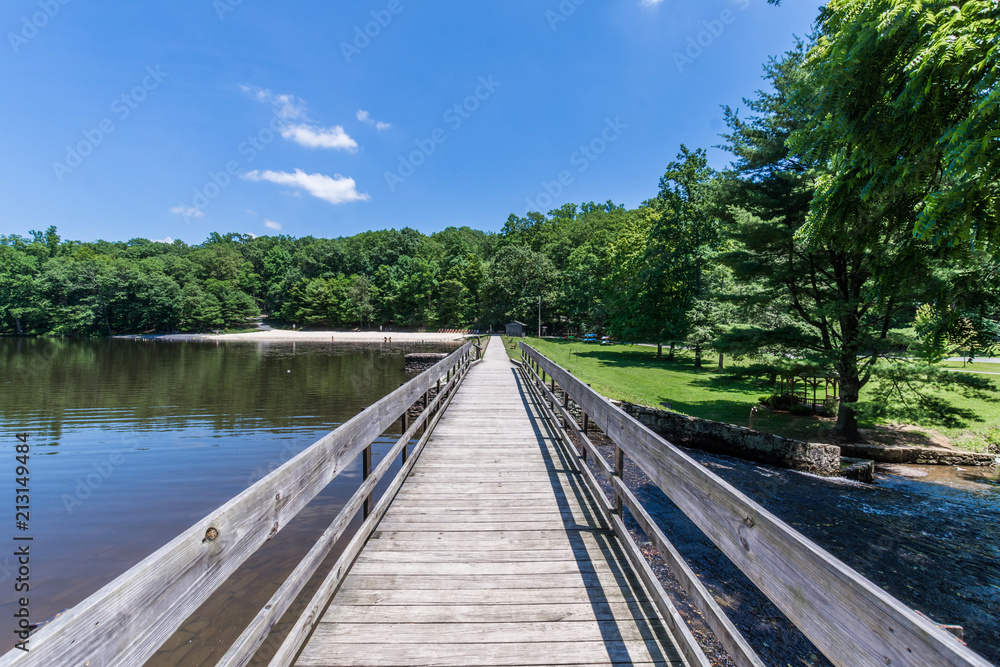 Landscape of the Swimming and Fishing Area in Colonel Denning State Park in Tuscarora State Forest in Pennsylvania
