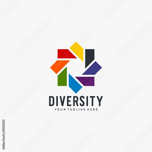 Diversity team work logo design vector full color