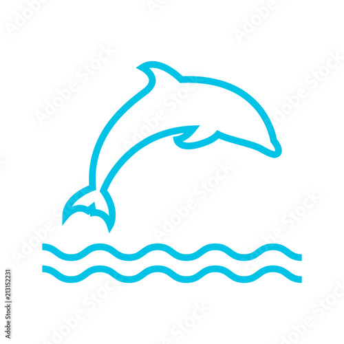 dolphin and sea icon