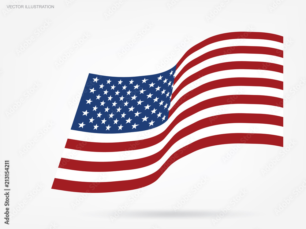 Fototapeta premium Abstract American flag on white background. Vector.
