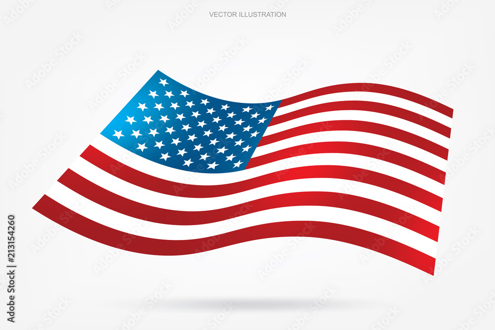 Fototapeta premium Abstract American flag on white background. Vector.