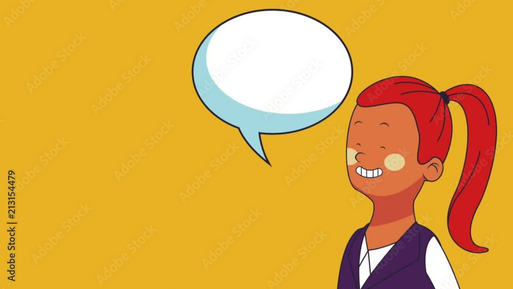 Businesswoman talking with blank bubble speech High Definition animation colorful scenes Businesswoman talking with blank bubble speech High Definition animation colorful scenes
