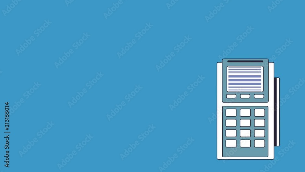 Dataphone electronic payment over blue background High Definition animation colorful scenes Dataphone electronic payment over blue background High Definition animation colorful scenes