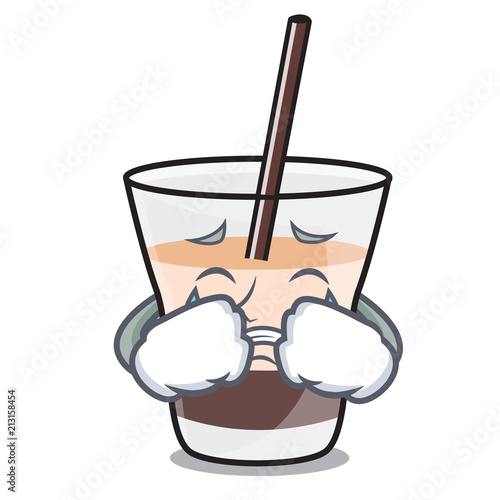 Crying white russian mascot cartoon