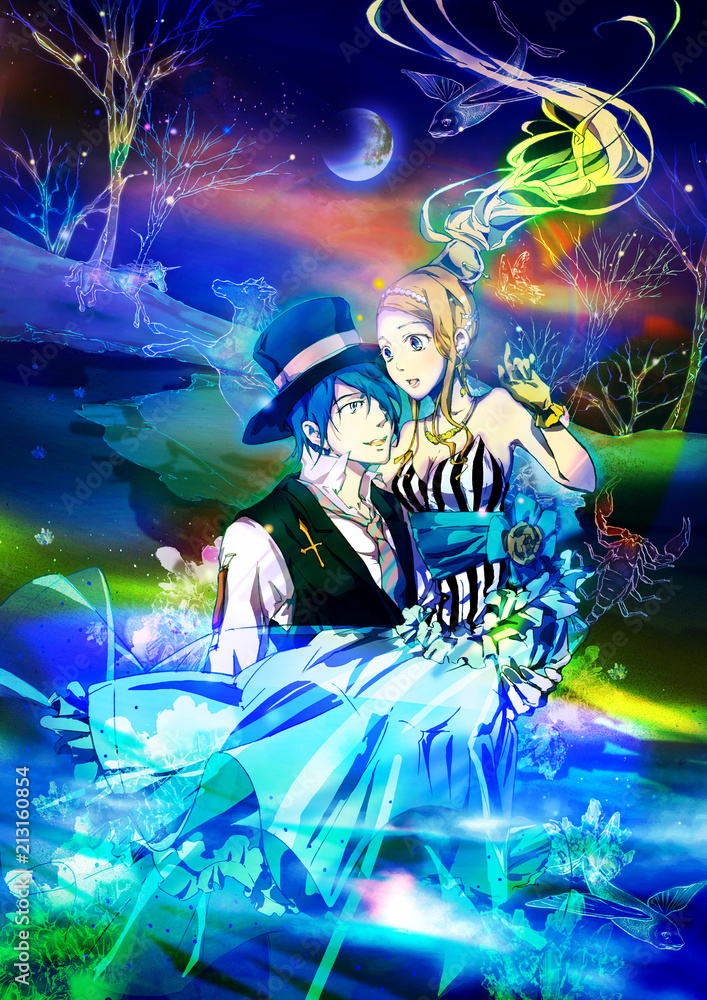 夜の水辺のファンタジー お姫様と王子様 Stock Illustration Adobe Stock