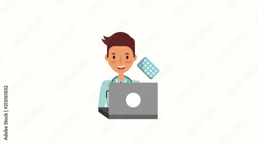doctor with laptop prescription medicine animation hd doctor with laptop prescription medicine animation hd