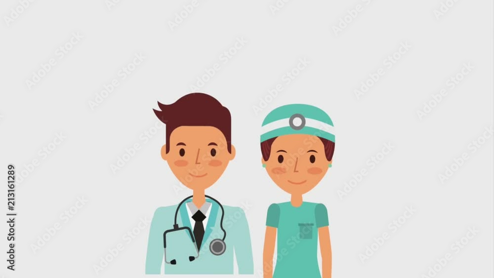 professional woman man staff hospital medical animation hd