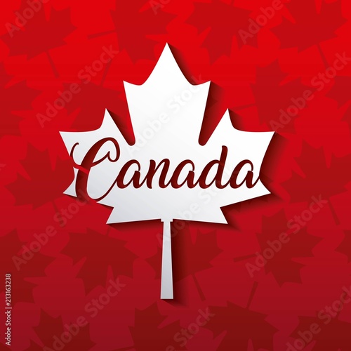 happy canada day card red leave maples background vector illustration