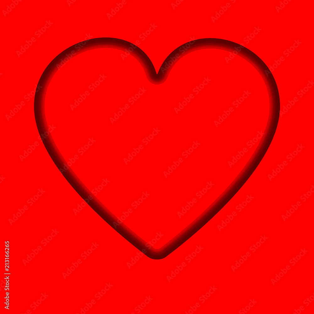 hole carved in the shape of a heart red background