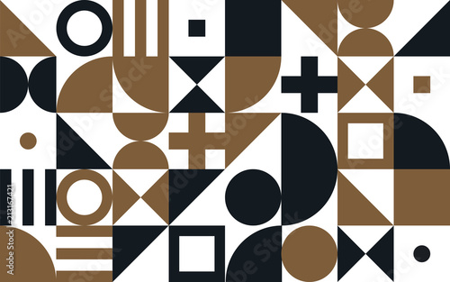 Bauhaus art vector pattern background of geometric shapes and simple elements