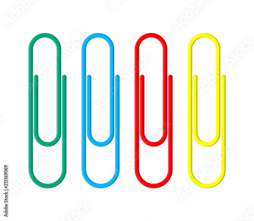 Colored paper clips. Clerical clothespin.