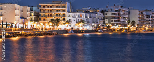 Loutraki embankment lights up late at night photo