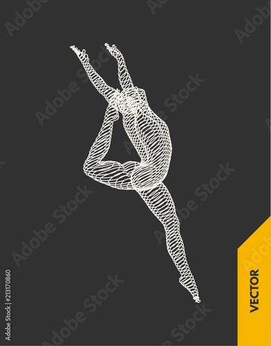 Gymnast. 3d human body model. Gymnastics activities for icon health and fitness community. Vector illustration.